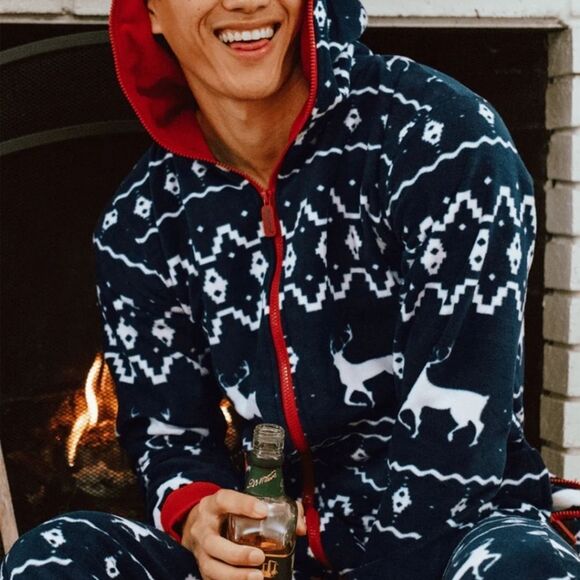 MEN'S BLUE REINDEER JUMPSUIT. Size L - Picture 12 of 15